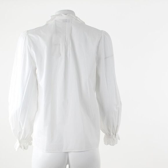 Joie Amiens Ruffle Cotton Blouse in Bright White - Picture 3 of 5